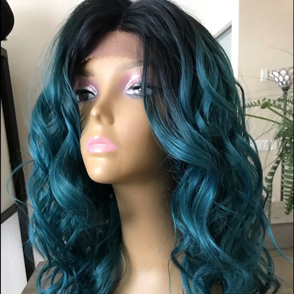 Accessories Teal Blue Green Ombr Wavy Lace Front Wig Poshmark